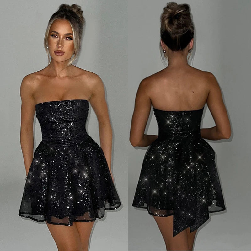 Giyu Sexy Club Prom Party Jurken 2023 Zomer Herfst Glitter Sparkle Bodycon Mini Jurk Elegante Backless Verjaardag Vestidos