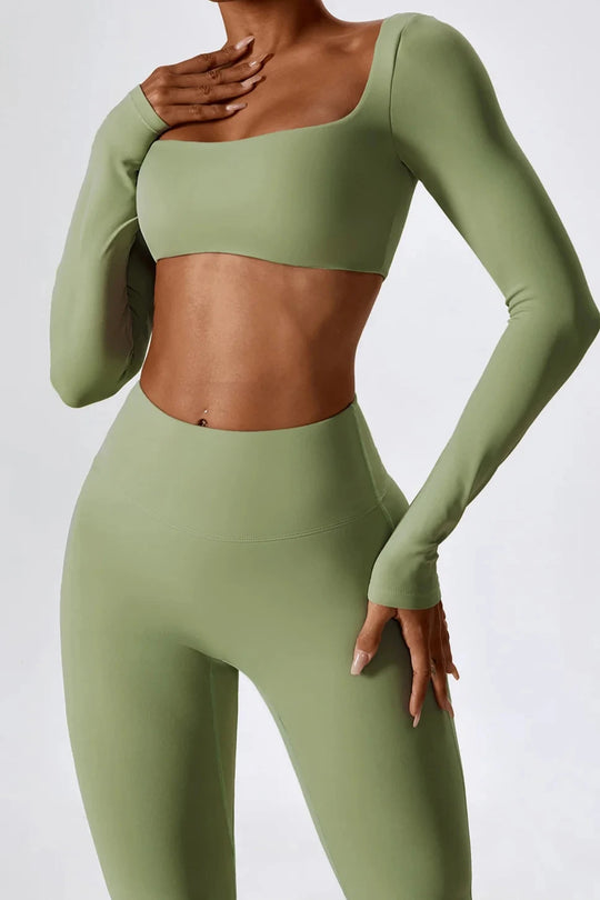 Flared Radiance Set Long Sleeve- Olive Green